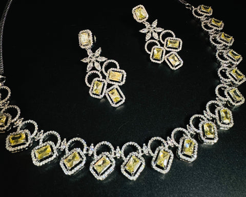 American Diamond beautiful necklace set with crystal American diamonds