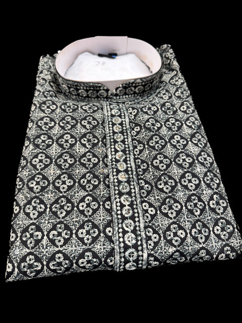 Pure Rayon Based Beautiful Embroidery Work At Front And Back With Sequins Work Designer Kurta & cream Pajama