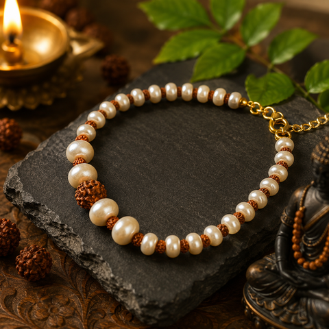 Rudraksh with pearl Rakhi /Bracelet