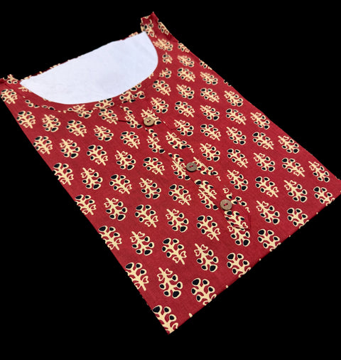 Pure Cotton based Printed short Kurti for girls /Ladies (Size 38 - length 28 inches, Size 42 ,46, 48 length -31 inches)sleeves 17 inch