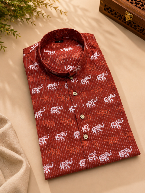 Pure cotton based Men’s Printed kurti (sizes mentioned in inches ,not according to the label on Kurti)size 44 kurti- Length 40 inches and size 46-length 42 inches ) Kurti only. Pants not included.