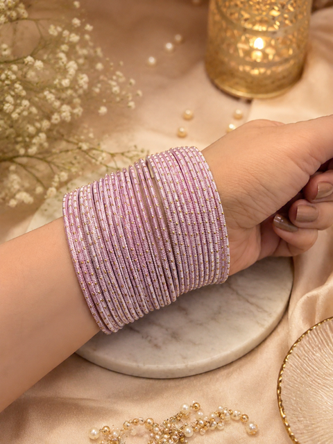 Golden Shimmer dotted metal bangles 2 dozen in 1 Set (slight variation in color & design may occur)