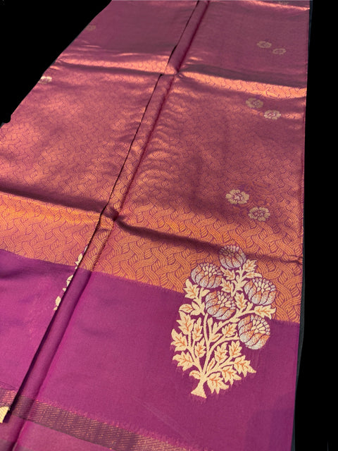 Soft Silk Saree with contrast beautiful pallu and blouse