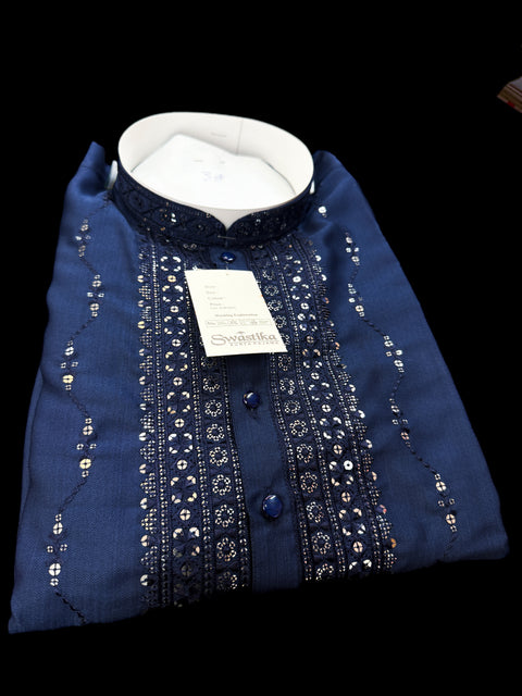 Soft Malmal Based Beautiful Embroidery Work With Sequins Work Designer Kurta With white Pajama