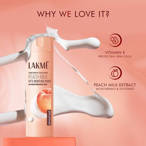 Lakme Peach Milk, Light Weight Moisturizer 60 ml, for Soft Glowing Skin, with Vitamin C, E & Peach Milk Extract, 24Hr Moisture Lock, Non-Oily, Non-Sticky Face Cream