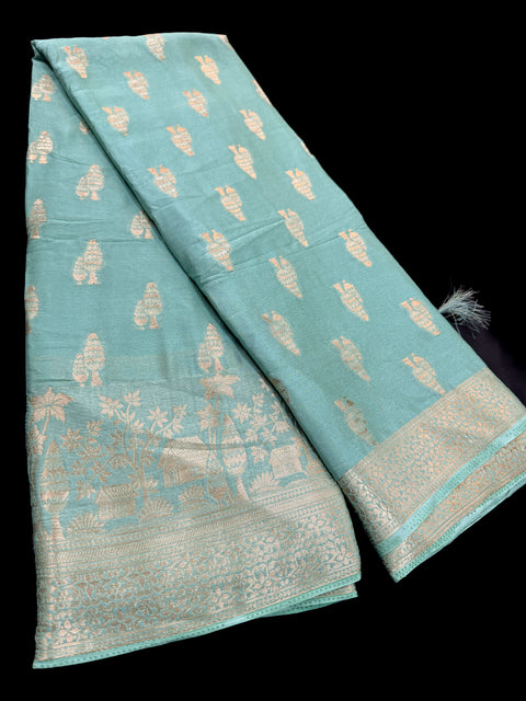 Pure chiffon based Beautiful zari work Banarasi look Saree