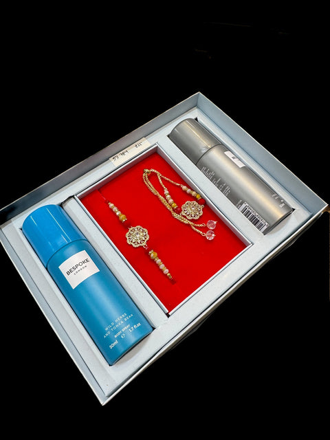 (Video clip attached)Bhaiya Bhabhi Rakhi with Perfumed deodorants gift pack