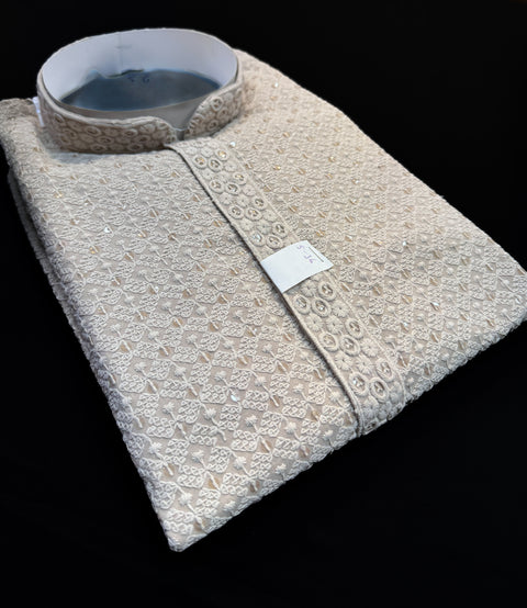 Pure and Soft Rayon based Heavy embroidery with sequined work designer Kurta with white Pajama
