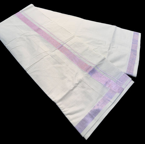 Woven Cotton Kerala Mundu / Dhoti in Off White ( 4 mtrs )