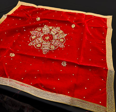 Beautiful stone work with velvet fabric cover for thaali (standard size thaali cover)