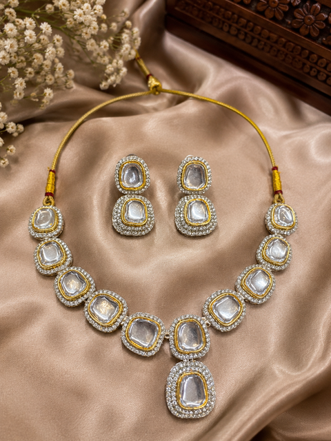 Kundan with Jerkan stone beautiful necklace with Earrings set