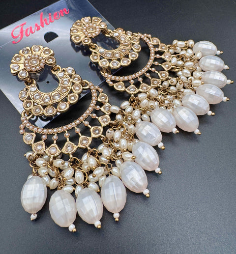 Beautiful Kundan & Pearls work bigger earrings (very lite weight)