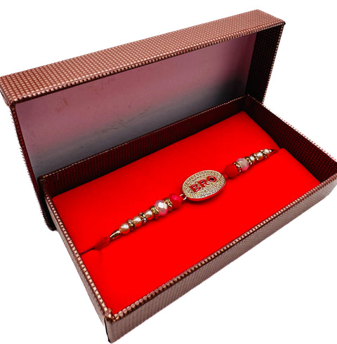 Beautiful AD Stone Studded Rakhi In Beautiful Box Packing