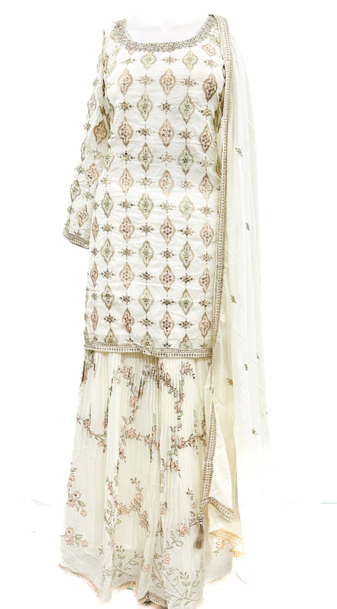 Embroidery work silk based sharara suit