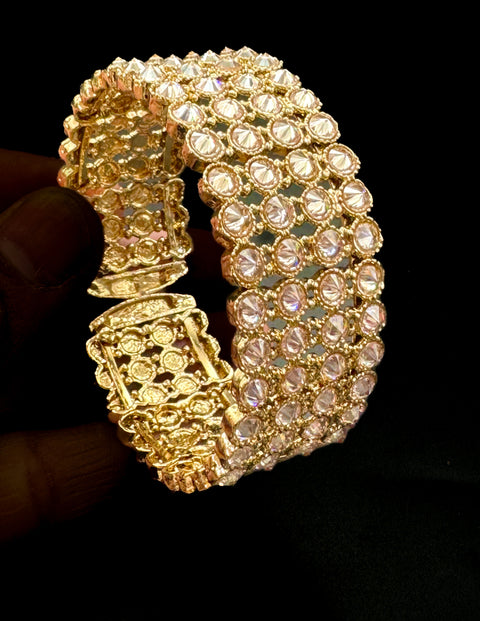 Golden Original Polki stone beautiful adjustable bracelets (easy to open , no screws)