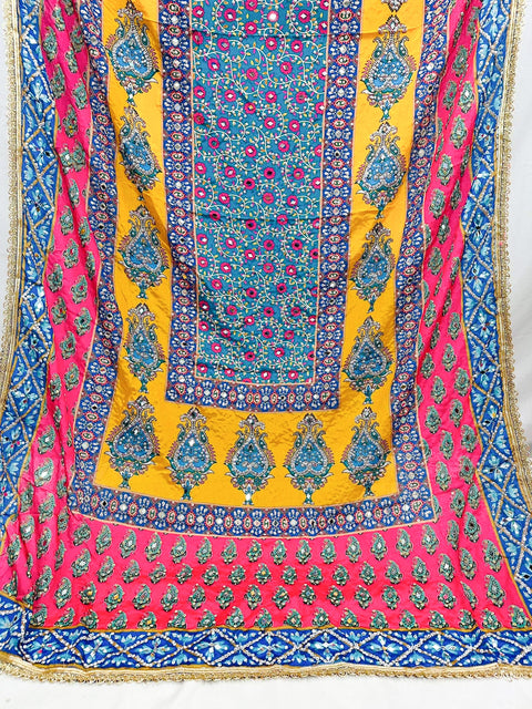 Pakistani Multicoloured printed with embroidery & original Mirror work Dupatta with stone work (Heavy Dupatta)video clip attached