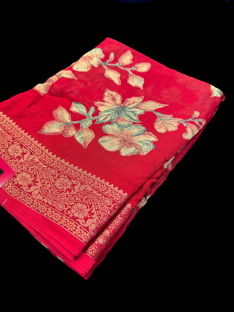 Pure chiffon based Beautiful floral print  Saree