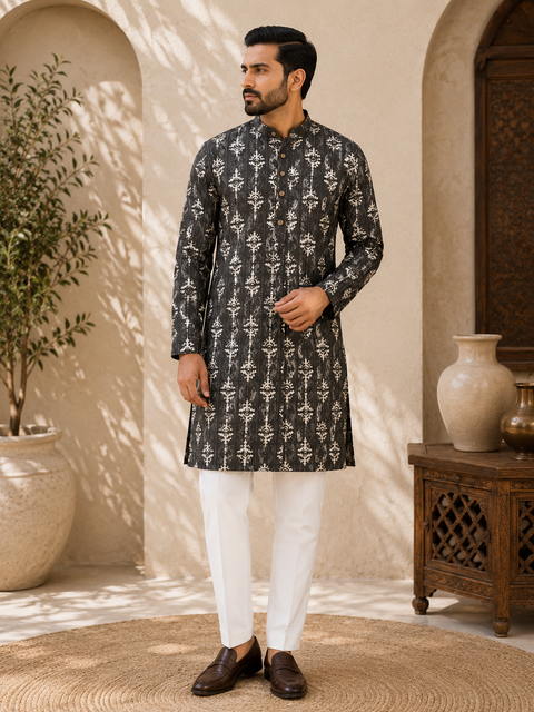 Pure cotton based Men’s Printed kurti (sizes mentioned in inches ,not according to the label on Kurti)size 44 kurti- Length 40 inches and size 46-length 42 inches ) Kurti only. Pants not included.