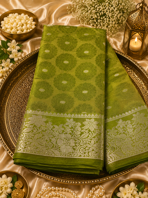 Art silk saree,woven pallu and intricate border.Comes with attached blouse piece (model blouse for reference only)Slight color in color and design may be possible)