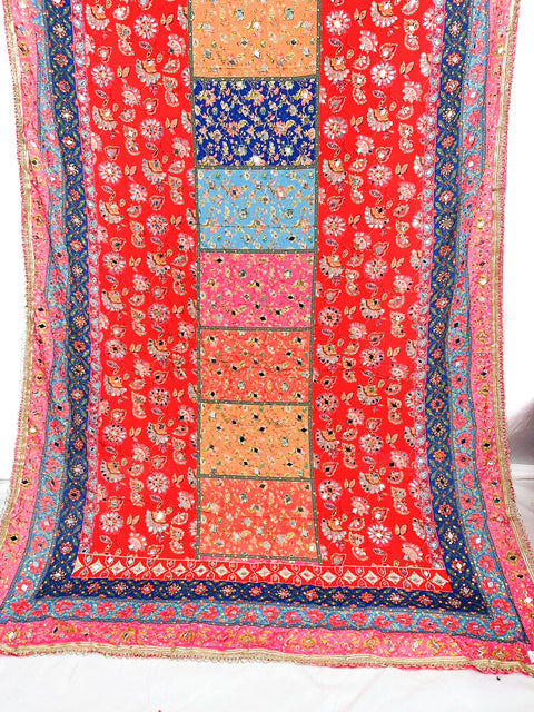 Pakistani Multicoloured printed with embroidery & original Mirror work Dupatta with stone work (Heavy Dupatta)video clip attached