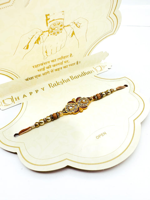 Beautiful stone Studded Rakhi In Beautiful Packing With beautiful message for Bhai