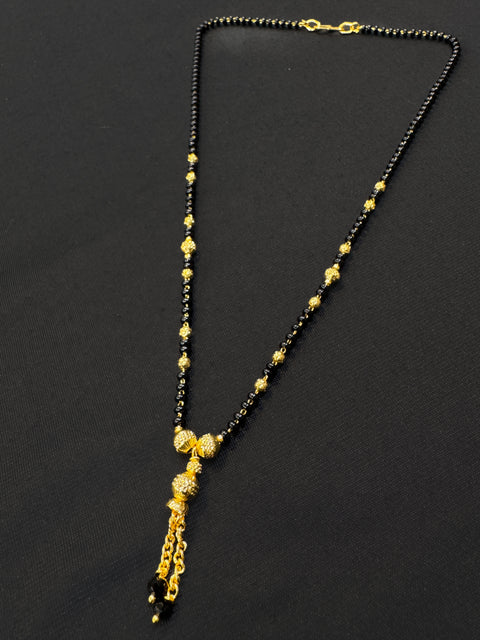 Golden Stone & Jerkan Gold Plated (Artificial) Mangalsutra With Artificial Black Beads Chain, Apx Size: 20-22cm