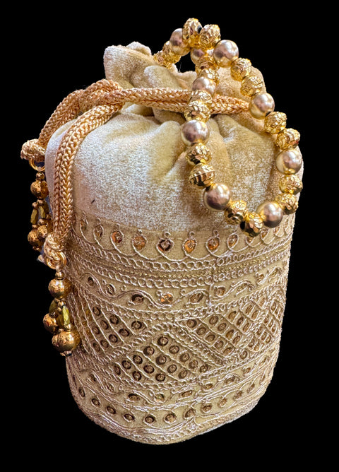 Velvet based Embroidery with stones  work hand bag /potli bag