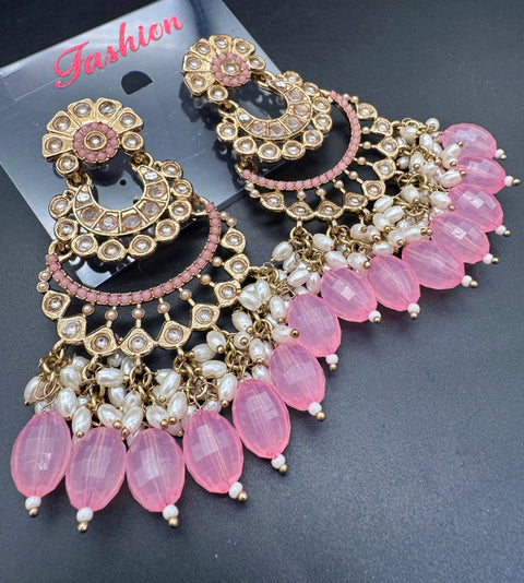 Beautiful Kundan & Pearls work bigger earrings (very lite weight)
