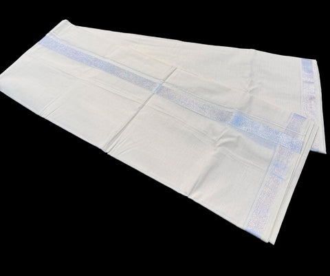 Woven Cotton Kerala Mundu / Dhoti in Off White ( 4 mtrs )