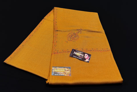 Dark Harvest Gold color Women's Plain Pure woolen Kashmiri Shawl