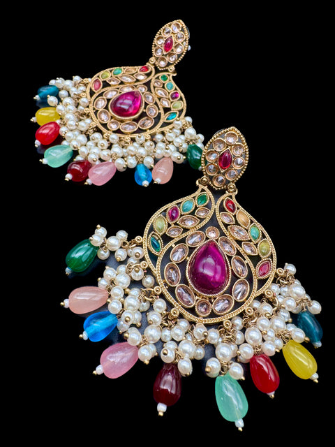 Original Polki with beautiful pearls heavy look Earrings with lite weight