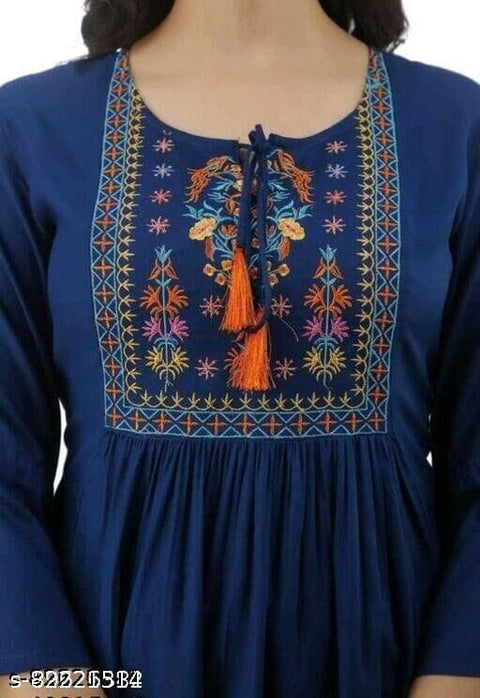 Rayon based Embroidery work short Kurti
