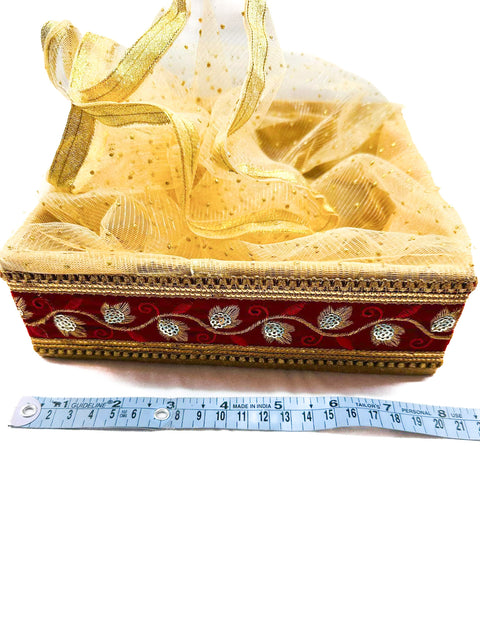 Solid wood made Shaun packing Trays with embroidery work & golden netting with golden work