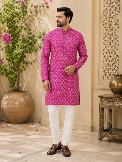 Pure cotton based Men’s Printed kurti (sizes mentioned in inches ,not according to the label on Kurti)size 44 kurti- Length 40 inches and size 46-length 42 inches ) Kurti only. Pants not included.