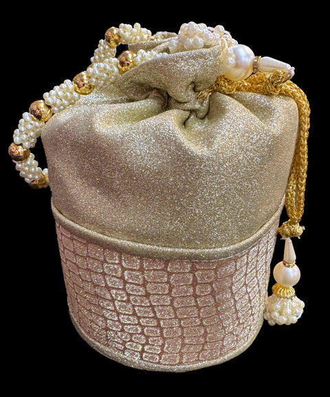Shiny & pearls work hand bag /potli bag