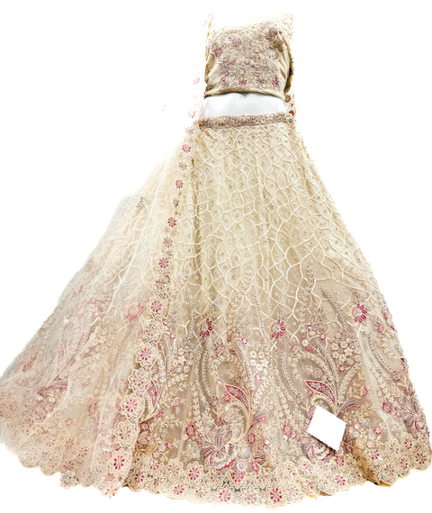 Netting based stones hand work with heavy sequins and embroidery work Heavy Ken ken designer lehnga with heavy handwork blouse and netting dupatta (video clip attached for reference )