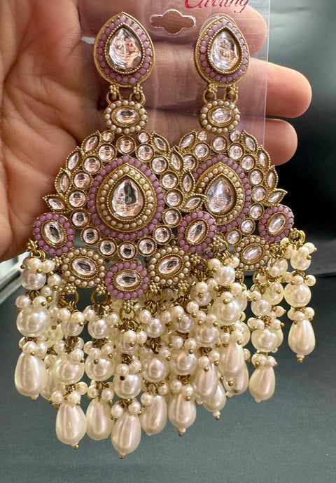 Beautiful Kundan & Pearls work bigger earrings (very lite weight)