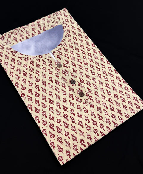 Pure Cotton based Printed short Kurti for girls /Ladies (Size 38 - length 28 inches, Size 42 ,46, 48 length -31 inches)sleeves 17 inch