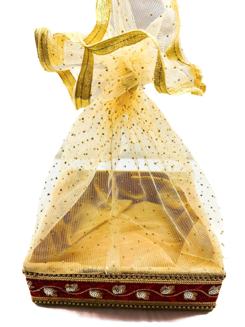 Solid wood made Shaun packing Trays with embroidery work & golden netting with golden work