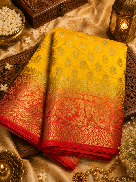 Art Silk Based beautiful design Saree with contrast Pallu (blouse is attached to Saree ) slight variation in color and design is possible )