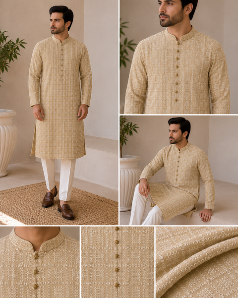 Georgette based Heavy embroidery with sequined work designer Kurta with white Pajama