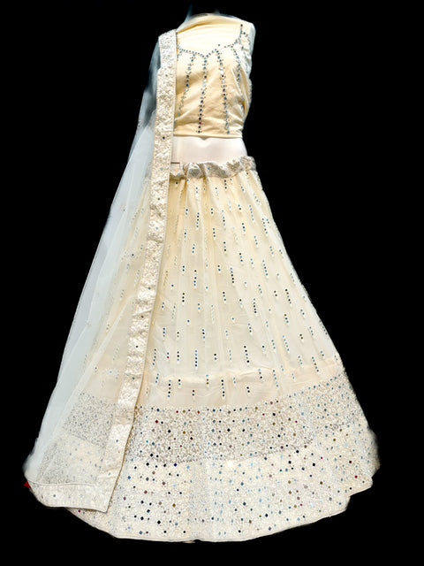 Netting based mirrors work beautiful party wear lehnga with Ken Ken flared with designer blouse and dupatta