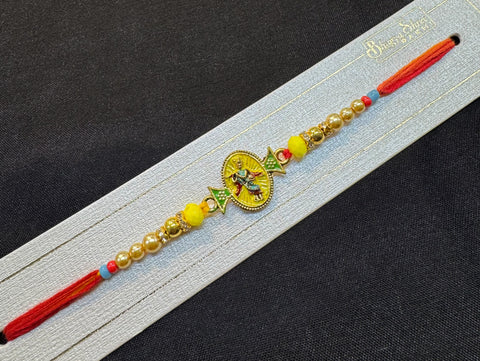 Krishna design Meenakari work Beautiful Stone Work Rakhi in nice box pack