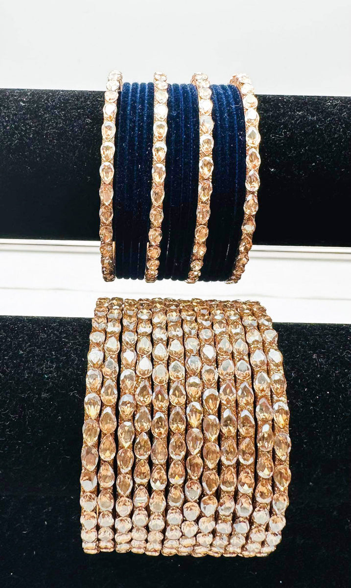 Beautiful Golden fine stone & Crystal stones shiny Brass Bangles set ...