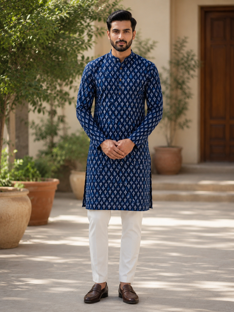 Pure cotton based Men’s Printed kurti (sizes mentioned in inches ,not according to the label on Kurti)size 44 kurti- Length 40 inches and size 46-length 42 inches ) Kurti only. Pants not included.