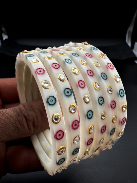 Golden stone Dotted Churra Bangles set (6 bangles in set )price per set