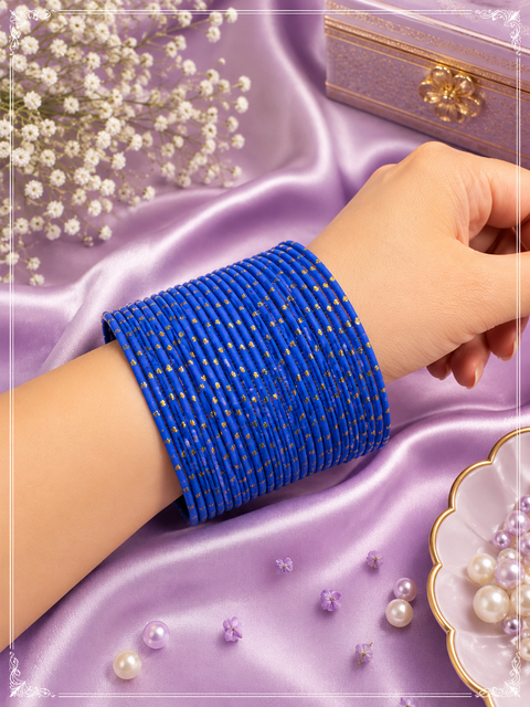 Golden Shimmer dotted metal bangles 2 dozen in 1 Set (slight variation in color & design may occur)