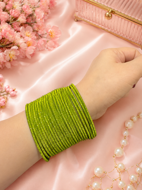 Golden Shimmer dotted metal bangles 2 dozen in 1 Set (slight variation in color & design may occur)