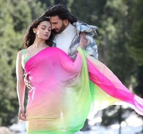 Alia Bhatt inspired plain multicoloured saree