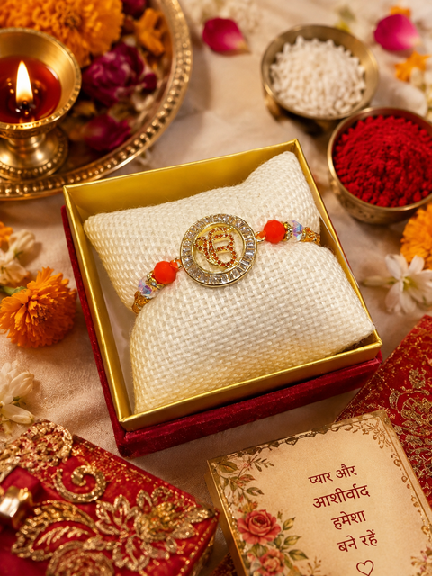 American Diamond Waheguru Rakhi
A beautiful American Diamond Rakhi featuring a divine Waheguru design, symbolizing love, blessings, and spiritual protection. A perfect choice to make Raksha Bandhan extra special.